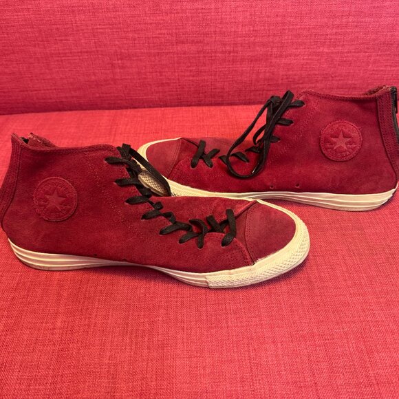 **RARE** Deep Red, Converse Chuck Taylor's, High-Top, Suede, with Back Zip-ins! - Picture 8 of 10